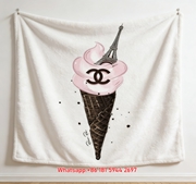 Chanel Paris Eiffel Tower Ice Cream Flannel Throw Blanket IMG_6803
